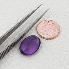 Gemma Sciolta di Ametista Naturale, Taglio Ovale Sfaccettato a Mano, 12x16x7 mm, 8,85 ct