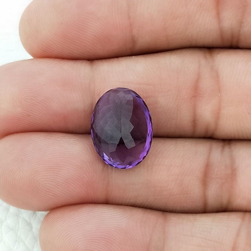 Ametista Naturale Taglio Ovale Sfaccettata Fatto a Mano Gemma Sciolta 12X16X7mm 8,85 Carati 1pz