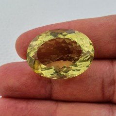 Quarzo Limone Naturale Taglio Ovale Sfaccettato a Mano Gemma Sciolta 21x28mm 41.15 Carati 1pz