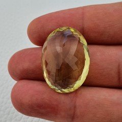 Quarzo Limone Naturale Taglio Ovale Sfaccettato a Mano Gemma Sciolta 21x28mm 41.15 Carati 1pz