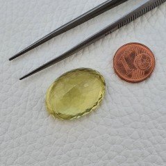Quarzo Limone Naturale Taglio Ovale Sfaccettato a Mano Gemma Sciolta 19x25mm 32.45 Carati 1pz
