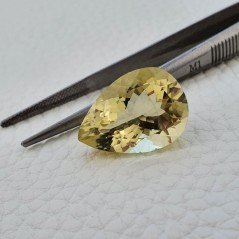 Quarzo Limone Naturale Taglio Goccia Sfaccettato a Mano Gemma Sciolta 14X20X9,6mm 13.60 Carati 1pz
