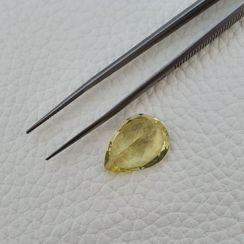Quarzo Limone Naturale Taglio Goccia Sfaccettato a Mano Gemma Sciolta 15X20X9,6mm 14.85 Carati 1pz