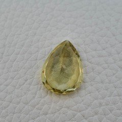 Quarzo Limone Naturale Taglio Goccia Sfaccettato a Mano Gemma Sciolta 16X22X10mm 18.10 Carati 1pz