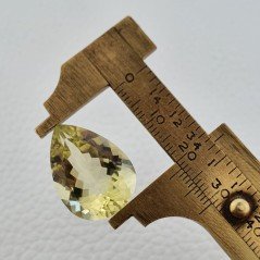 Quarzo Limone Naturale Taglio Goccia Sfaccettato a Mano Gemma Sciolta 16X22X10mm 18.10 Carati 1pz