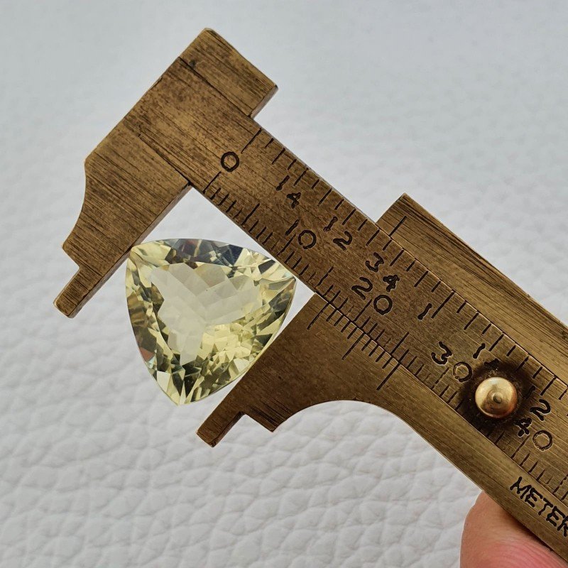 Quarzo Limone Naturale Taglio Trillion Sfaccettato a Mano Gemma Sciolta 17X17X9,6mm 14.05 Carati 1pz Quarzo Limone Naturale Taglio Trillion Sfaccettato a Mano Gemma Sciolta 17X17X9,6mm 14.05 Carati 1pz