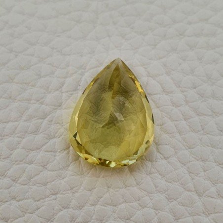 Quarzo Limone Naturale Taglio Goccia Sfaccettato a Mano Gemma Sciolta 16X22X9,7mm 17.60 Carati 1pz