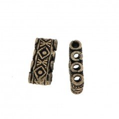 Distanziatore In Ottone Forma Barretta 4 Fili Lavorato Filigrana Ethnico Ossidato 09X22mm-Argentato 1pz