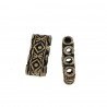 Distanziatore In Ottone Forma Barretta 4 Fili Lavorato Filigrana Ethnico Ossidato 09X22mm-Argentato 1pz