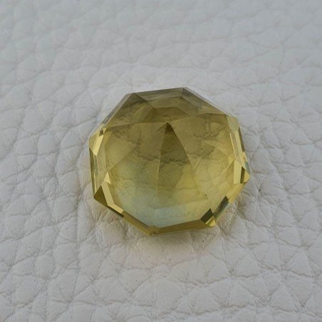 Quarzo Limone Naturale Taglio Ottagono Sfaccettato a Mano Gemma Sciolta 18X18X11,5mm 22.75 Carati 1pz