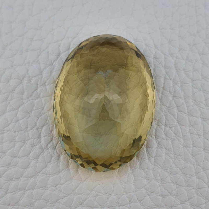 Quarzo Limone Naturale Taglio Ovale Sfaccettato a Mano Gemma Sciolta 36x26x16mm 86,90 Carati 1pz