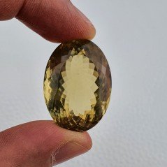 Quarzo Limone Naturale Taglio Ovale Sfaccettato a Mano Gemma Sciolta 30x21x15mm 55,00 Carati 1pz
