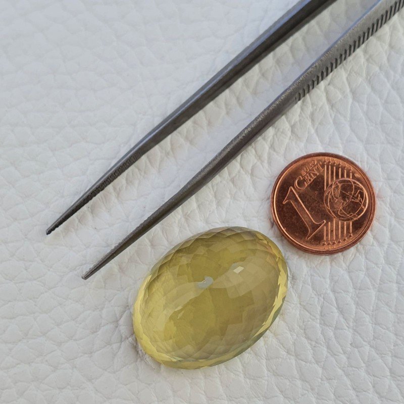Quarzo Limone Naturale Taglio Ovale Sfaccettato a Mano Gemma Sciolta 26x19x13mm 39,60 Carati 1pz