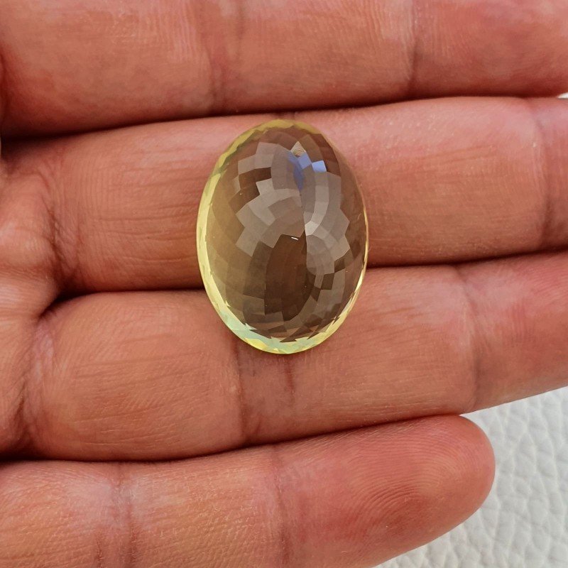 Quarzo Limone Naturale Taglio Ovale Sfaccettato a Mano Gemma Sciolta 26x19x13mm 39,60 Carati 1pz