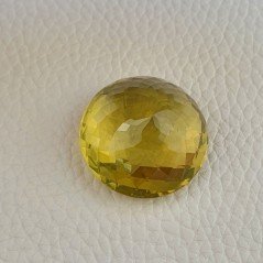 Quarzo Limone Naturale Taglio Tondo Sfaccettato a Mano Gemma Sciolta 32x32x20mm 112,50 Carati 1pz