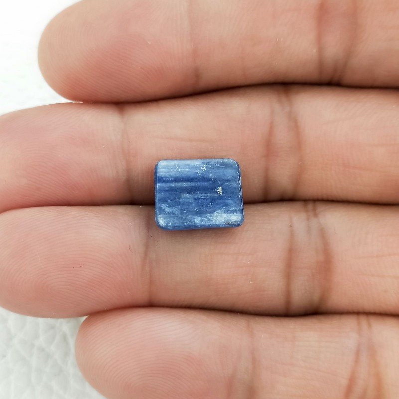 Cianite Naturale Forma Rettangolare Piatto Cabochon Liscio Fatto a Mano 10X12mm 7,80 Carati 1pz