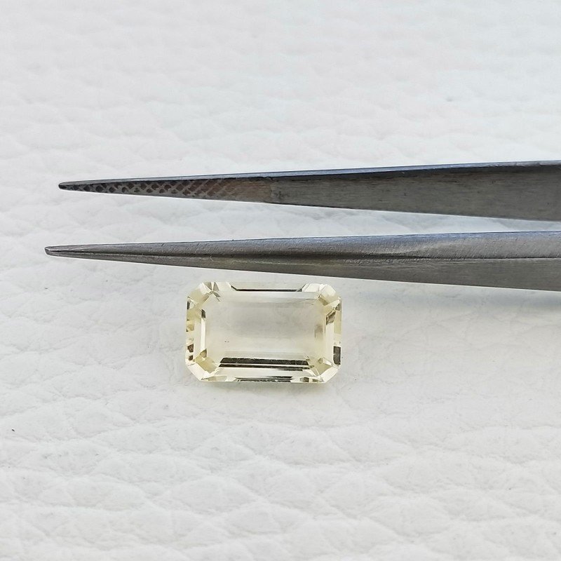 Acquamarina Gialla Naturale Taglio Smeraldo Ottagono Sfaccettata Fatto a Mano Gemma Sciolta 6x10mm AA 2,05 Carati 1pz