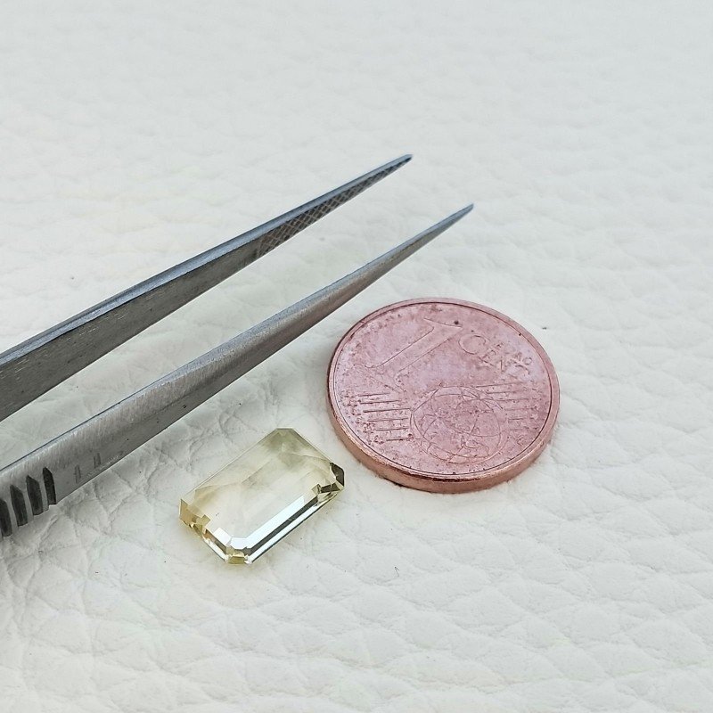 Acquamarina Gialla Naturale Taglio Smeraldo Ottagono Sfaccettata Fatto a Mano Gemma Sciolta 6x10mm AA 2,05 Carati 1pz
