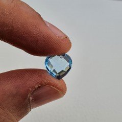 Topazio Azzurro Blu Svizzero Taglio Cuore Piatto Briollette Sfacettata Fatto a Mano 10X10X5mm 4,50 Carati 1pz