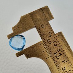 Topazio Azzurro Blu Svizzero Taglio Cuore Piatto Briollette Sfacettata Fatto a Mano 10X10X5mm 4,50 Carati 1pz