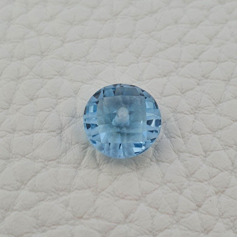 Topazio Azzurro Blu Svizzero Taglio Rondelle Forate Piatto Briollette Sfacettata Fatto a Mano 10X10X5mm 4,05 Carati 1pz