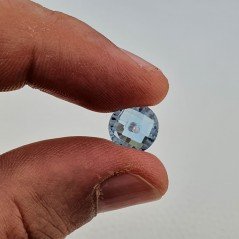 Topazio Azzurro Blu Svizzero Taglio Rondelle Forate Piatto Briollette Sfacettata Fatto a Mano 10X10X5mm 4,05 Carati 1pz