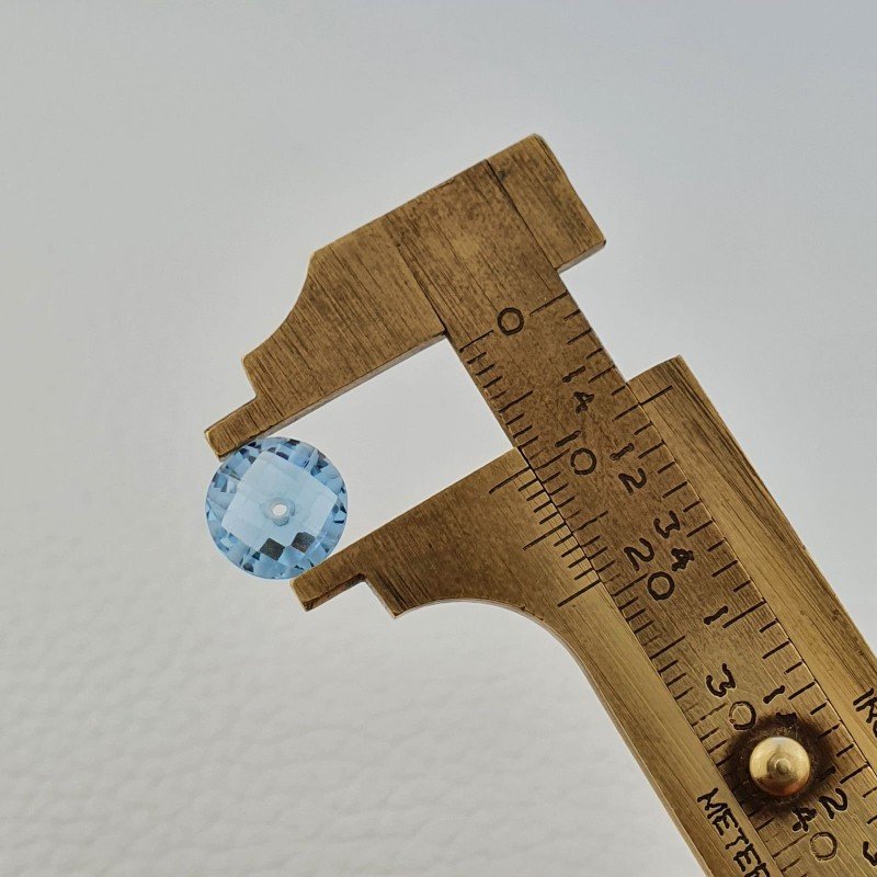 Topazio Azzurro Blu Svizzero Taglio Rondelle Forate Piatto Briollette Sfacettata Fatto a Mano 10X10X5mm 4,05 Carati 1pz