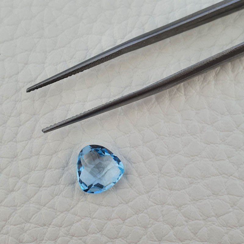 Topazio Azzurro Blu Svizzero Taglio Trillione Piatto Briollette Sfacettata Fatto a Mano 9X9X4mm 2,90 Carati 1pz