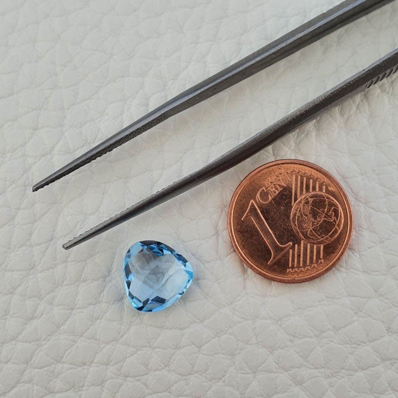 Topazio Azzurro Blu Svizzero Taglio Trillione Piatto Briollette Sfacettata Fatto a Mano 9X9X4mm 2,90 Carati 1pz