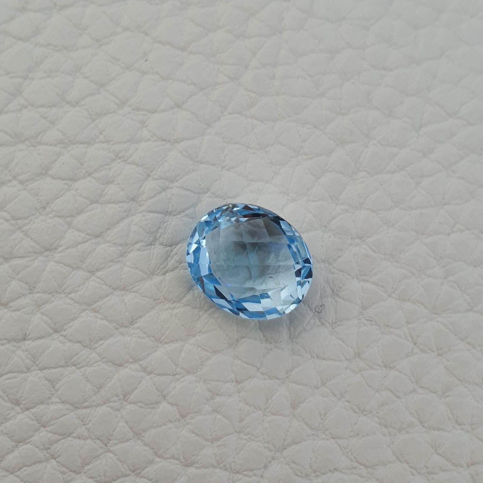Topazio Azzurro Blu Svizzero Taglio Ovale Piatto Briollette Sfacettata Fatto a Mano 10x12mm 1pz