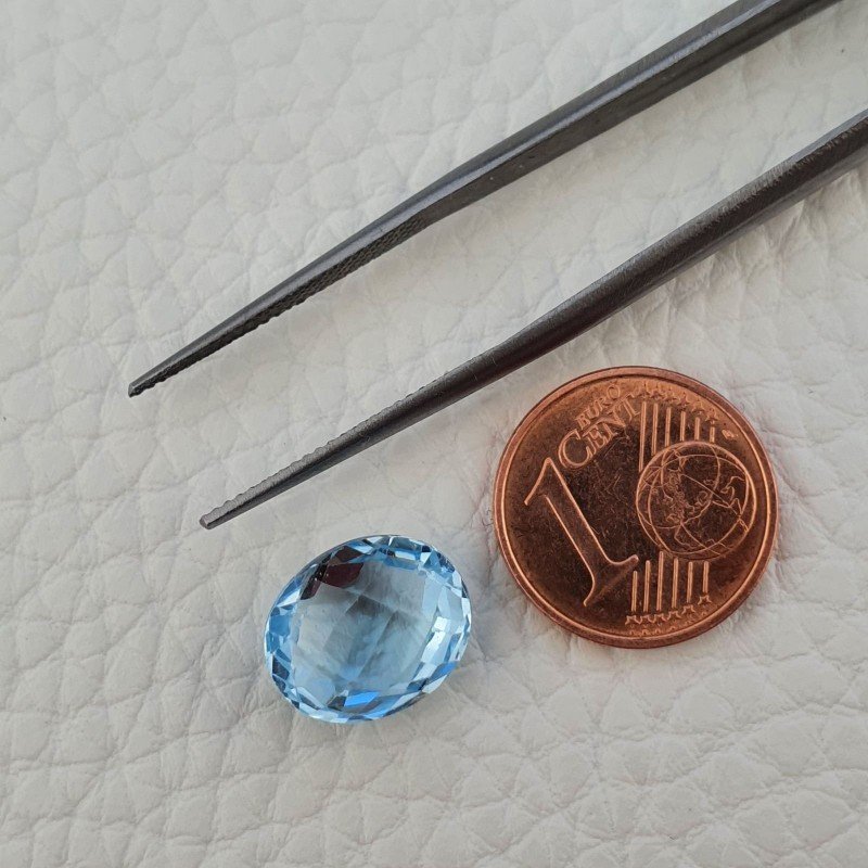 Topazio Azzurro Blu Svizzero Taglio Ovale Piatto Briollette Sfacettata Fatto a Mano 10x12mm 1pz