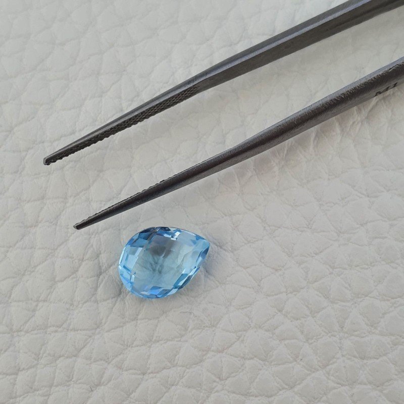 Topazio Azzurro Blu Svizzero Taglio Goccia Piatto Briollette Sfacettata Fatto a Mano 8x11mm 1pz