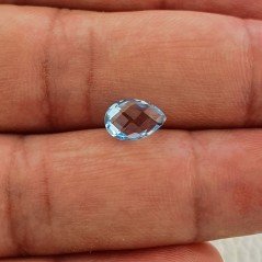 Topazio Azzurro Blu Svizzero Taglio Goccia Piatto Briollette Sfacettata Fatto a Mano 6x9mm 1pz