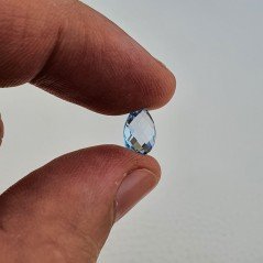 Topazio Azzurro Blu Svizzero Taglio Goccia Piatto Briollette Sfacettata Fatto a Mano 6x9mm 1pz