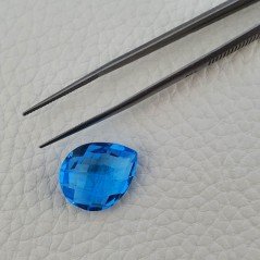 Topazio Azzurro Blu Svizzero Taglio Goccia Piatto Briollette Sfacettata Fatto a Mano 16x19mm A 18,15carati
