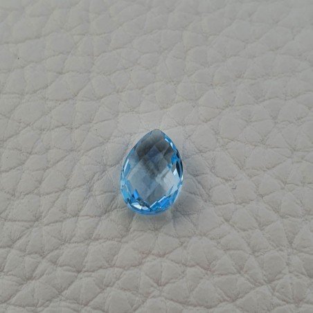 Topazio Azzurro Blu Svizzero Taglio Goccia Piatto Briollette Sfacettata Fatto a Mano 7x10mm 1pz