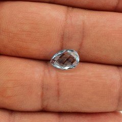 Topazio Azzurro Blu Svizzero Taglio Goccia Piatto Briollette Sfacettata Fatto a Mano 7x10mm 1pz
