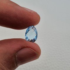 Topazio Azzurro Blu Svizzero Taglio Goccia Piatto Briollette Sfacettata Fatto a Mano 7x10mm 1pz