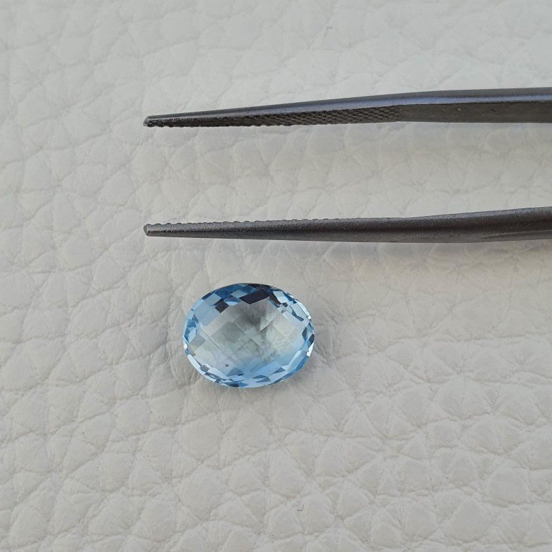 Topazio Azzurro Blu Svizzero Taglio Ovale Piatto Briollette Sfacettata Fatto a Mano 8x10mm 3,60 Carati 1pz