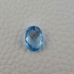 Topazio Azzurro Blu Svizzero Taglio Ovale Piatto Briollette Sfacettata Fatto a Mano 10x14mm 9,10 Carati 1pz