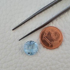 Topazio Azzurro Blu Svizzero Taglio Rondelle Forate Piatto Briollette Sfacettata Fatto a Mano 10X10X4mm 3,65 Carati 1pz