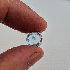 Topazio Azzurro Blu Svizzero Taglio Rondelle Forate Piatto Briollette Sfacettata Fatto a Mano 10X10X4mm 3,65 Carati 1pz