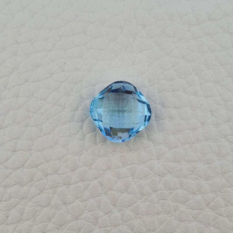 Topazio Azzurro Blu Svizzero Taglio Cuscino Piatto Briollette Sfacettata Fatto a Mano 14X14X7mm 11,95 Carati 1pz