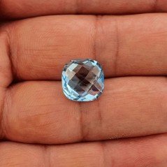 Topazio Azzurro Blu Svizzero Taglio Cuscino Piatto Briollette Sfacettata Fatto a Mano 14X14X7mm 11,95 Carati 1pz