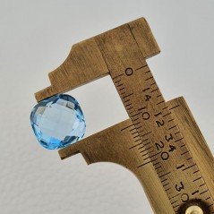 Topazio Azzurro Blu Svizzero Taglio Cuscino Piatto Briollette Sfacettata Fatto a Mano 14X14X7mm 11,95 Carati 1pz