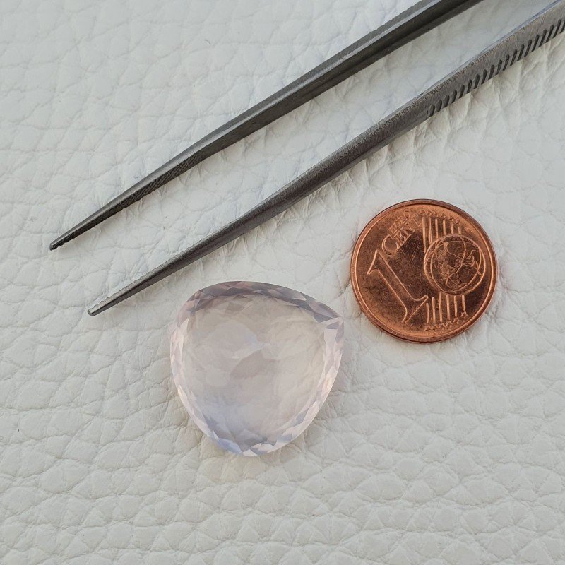 Quarzo Rosa Naturale Taglio Cuore Sfaccettato a Mano Gemma Sciolta 19X19X10mm 21,65 Carati 1pz