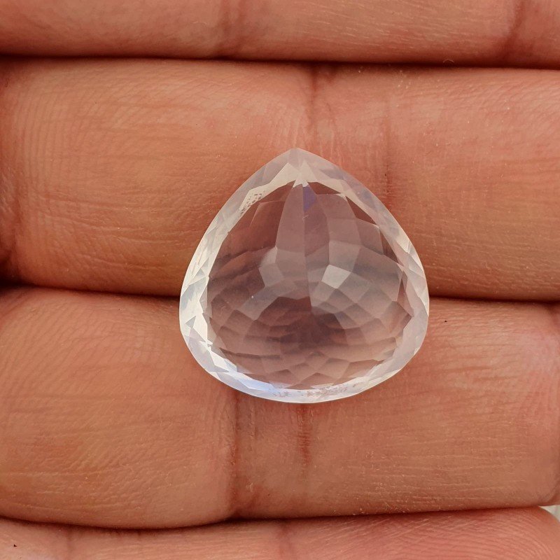 Quarzo Rosa Naturale Taglio Cuore Sfaccettato a Mano Gemma Sciolta 19X19X10mm 21,65 Carati 1pz