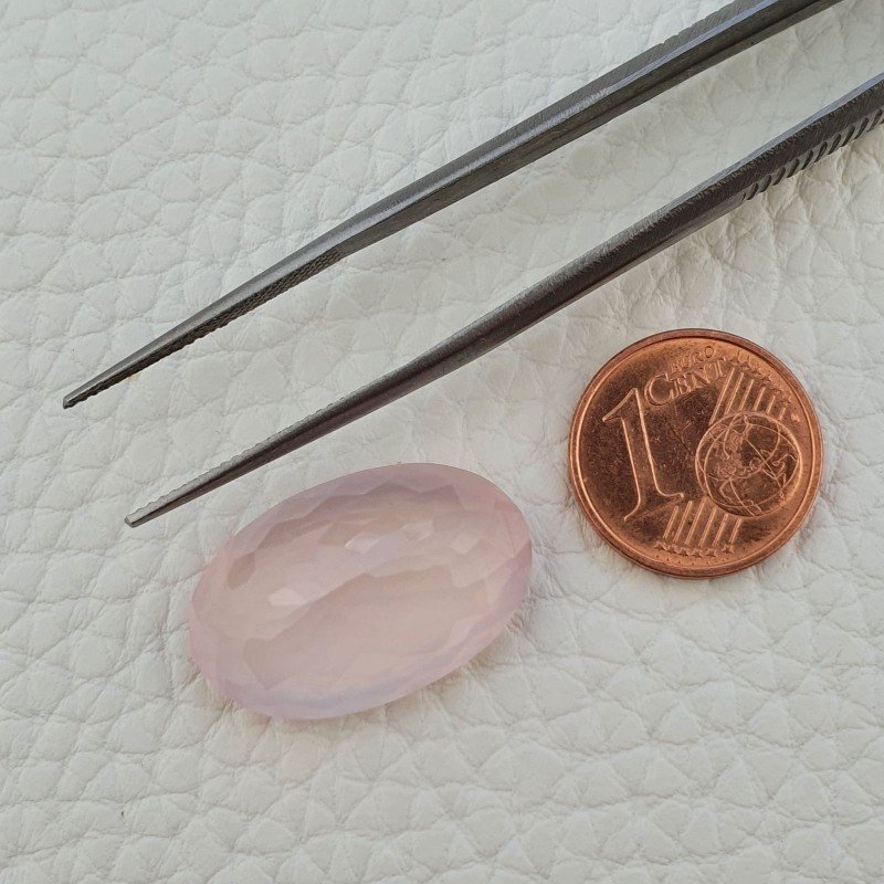 Quarzo Rosa Naturale Taglio Ovale Sfaccettato a Mano Gemma Sciolta 22X14X9mm 18,30 Carati 1pz