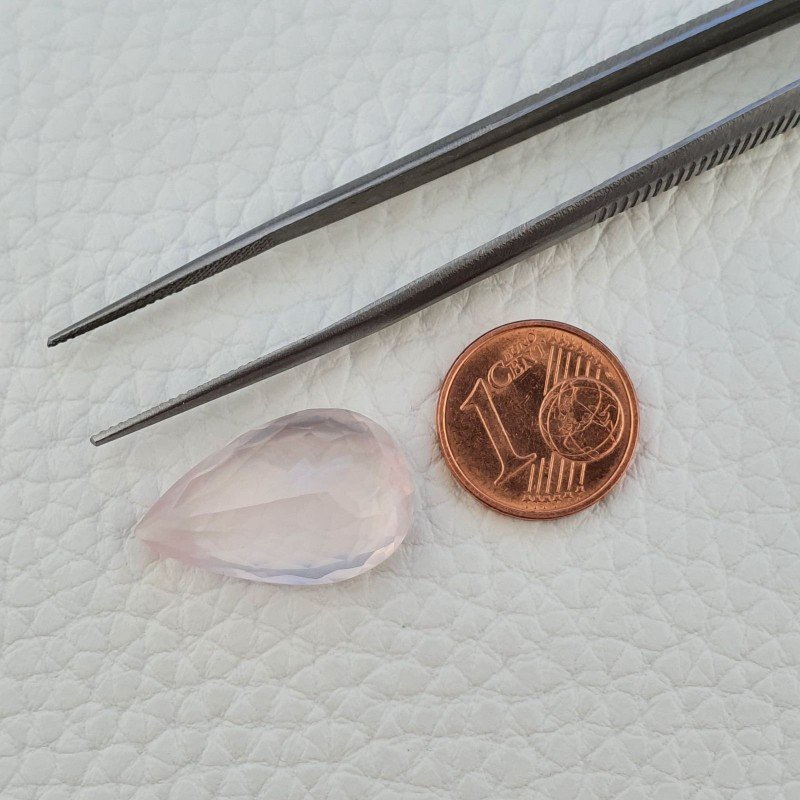 Quarzo Rosa Naturale Taglio Goccia Sfaccettato a Mano Gemma Sciolta 22X14X8mm 14,25 Carati 1pz