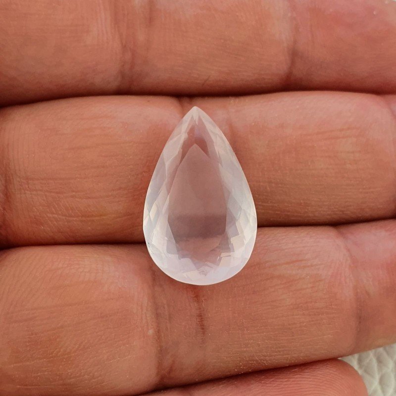 Quarzo Rosa Naturale Taglio Goccia Sfaccettato a Mano Gemma Sciolta 22X14X8mm 14,25 Carati 1pz